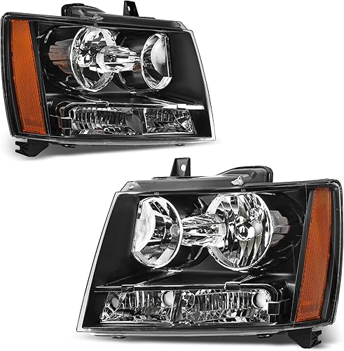 AUTOSAVER88 Headlights Assembly Compatible with 2007-2013 Chevy Avalanche 07-14 ChevroletSuburban Tahoe Halogen Model Replacement for SUV Pickup