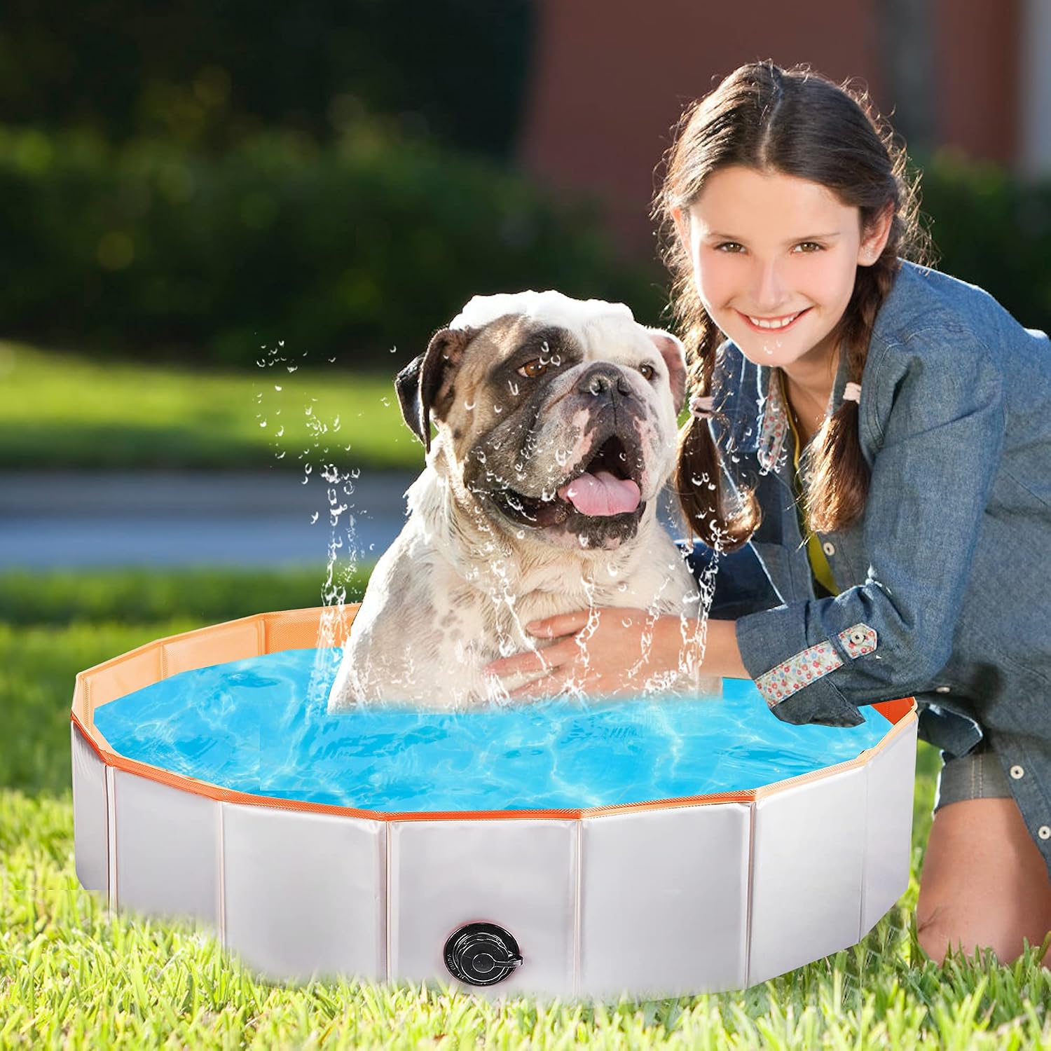 mcgrady1xm Collapsible Pet Dog Bath Pool, Kiddie Pool Hard Plastic Foldable Bathing Tub PVC Outdoor Pools for Dogs Cat Kid
