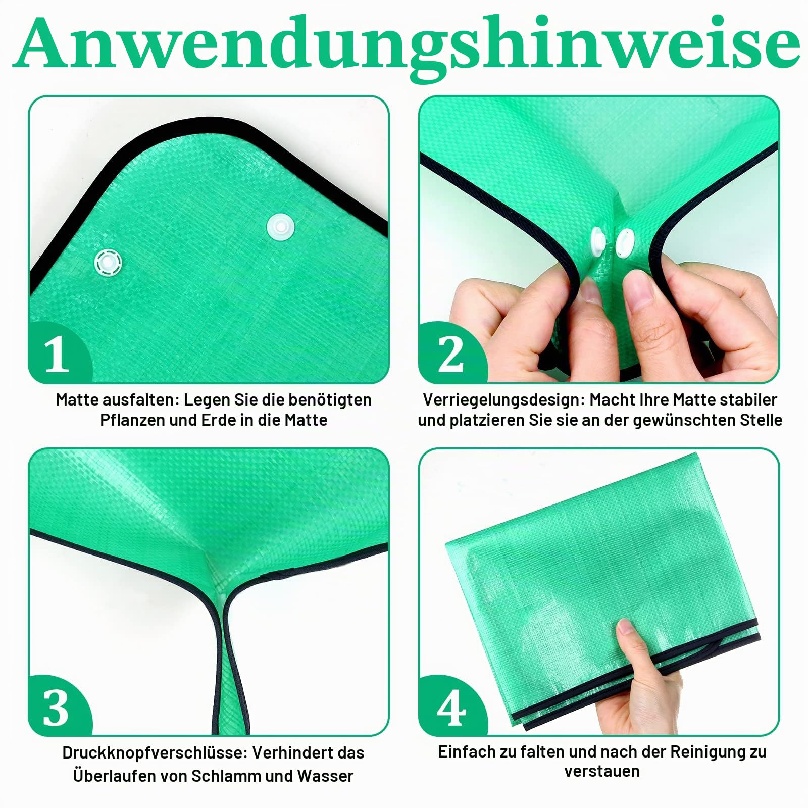 Pflanzen-Umtopfmatte für Garten, 2 Stück, wasserdichte Blumenmatte, faltbare Pflanzenmatte, Blumentablett mit 6 Mini-Gartenwerkzeug-Set für Pflanzenliebhaber, Gartenarbeit