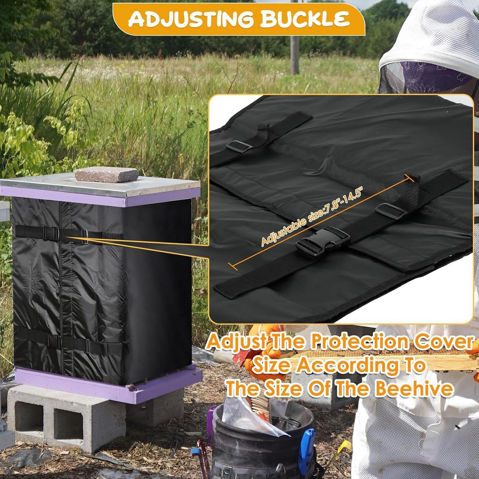 Housse de boîte à abeilles, isolation hivernale pour ruche | Housse d'isolation thermique en tissu Oxford,Boîte à abeilles réutilisable, housse de Protection réglable pour ruche, couverture de