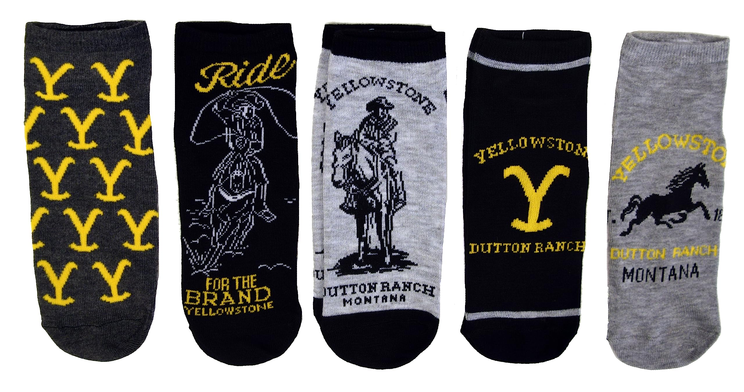 Gagaciso Yellowstone Dutton Ranch 5 Pack Ankle Socks, Multi, L