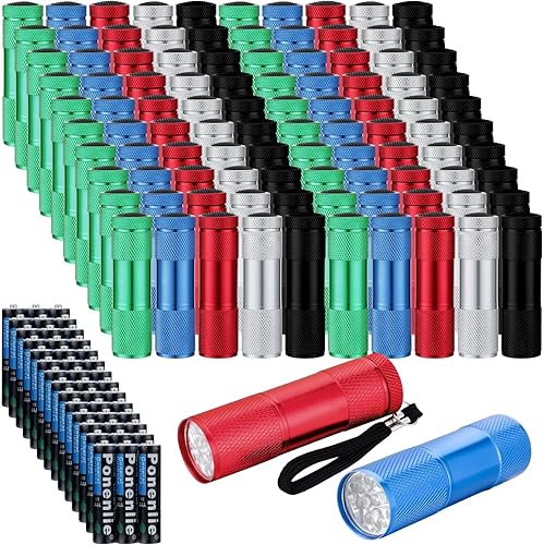 Juego de 100 linternas de regalo de calcetines de Navidad, mini linternas, linternas LED de mano con cordón, 300 unidades, caja de baterías No. 7,
