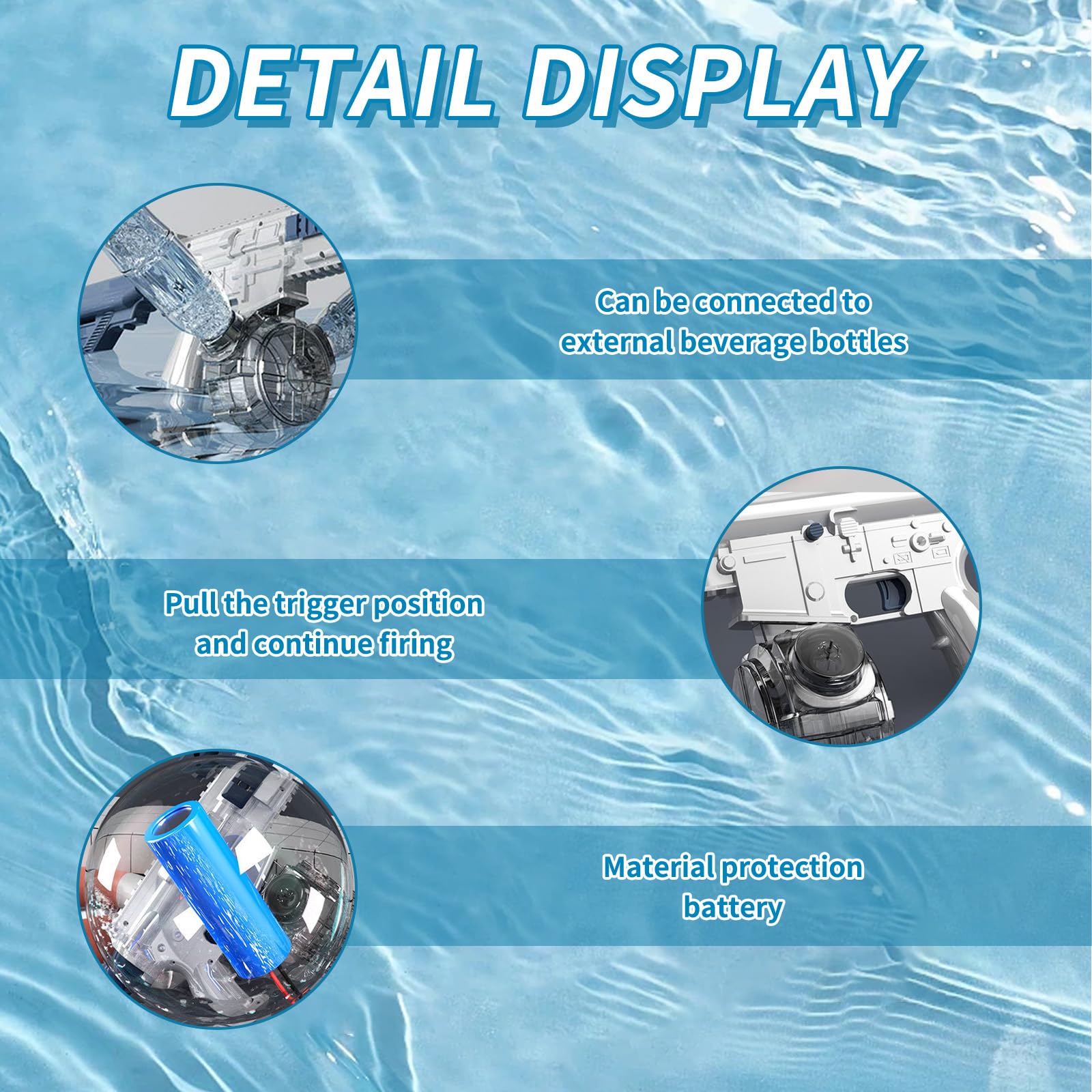 Pistola ad Acqua Elettrica,Pistole ad Acqua Potenti a Lunga Distanza,Water Gun,Pistola ad Acqua Giocattolo,Pistole ad Acqua Automatica,per Feste Estive in Piscina Aperto Spiaggia e Giardino