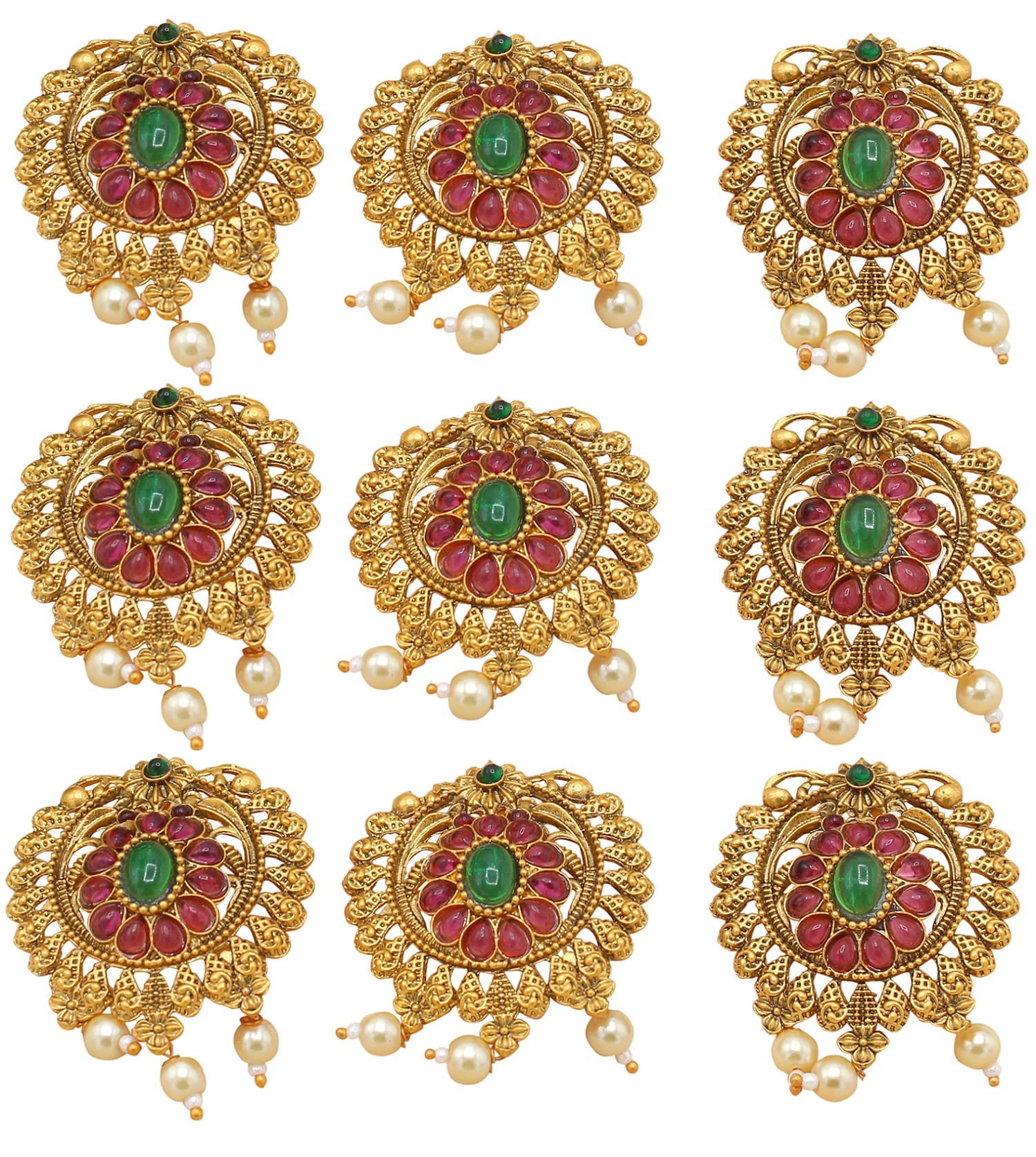 Samyuktha Jadai Hair Pin Engagement Southern Bling Hair Jewelery Choti Jadai Billai Indian Hair pin Hair Decoration,Hair Brooch with Hook Wedding Bridal Jewellery for Women_Model No-7436