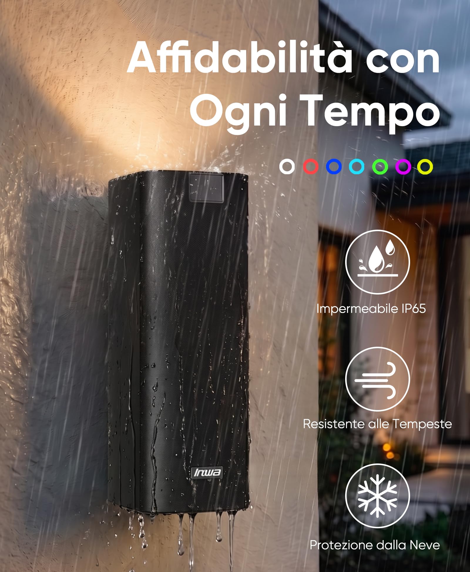 Inwa 400W Altoparlante Bluetooth Esterno, 10h Batteria, Auracast, LED, IP65