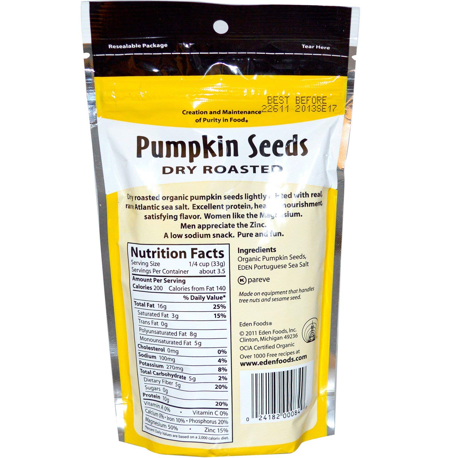 Eden Foods, Pumpkin Seeds Organic, 4 Ounce thumbnail 2