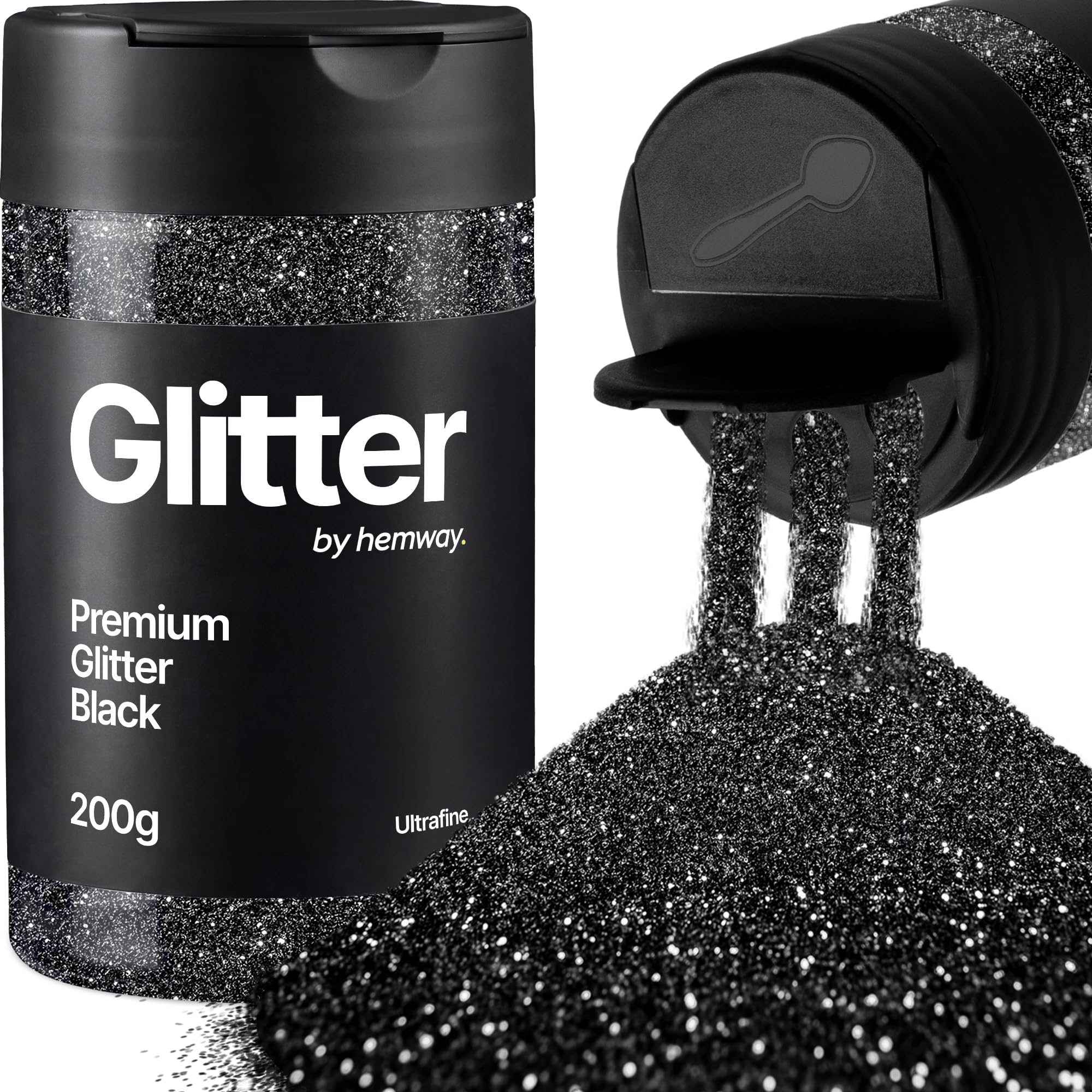 Hemway Black Glitter Shaker, 200g Ultrafine Glitter for Crafts Metallic Flake Sequins for Resin & Epoxy Crafts for Decorating, Halloween, Christmas, Nail, Face, Art โ image 1