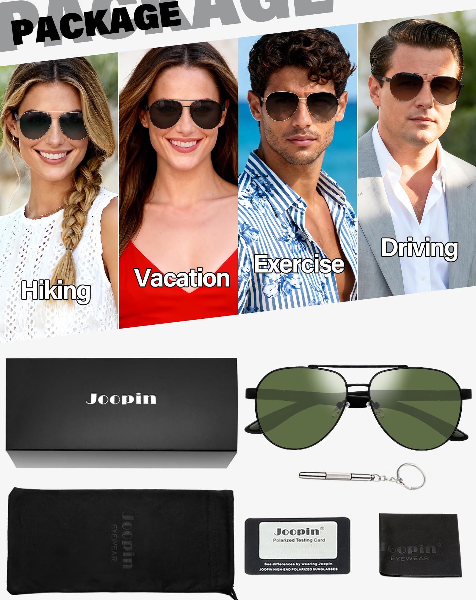 Joopin Gafas de Sol Polarizadas Hombre y Mujer Metálicas Estilo Clásico Retro Protección UV400 para Conducir Playa Ciclismo Pesca Golf