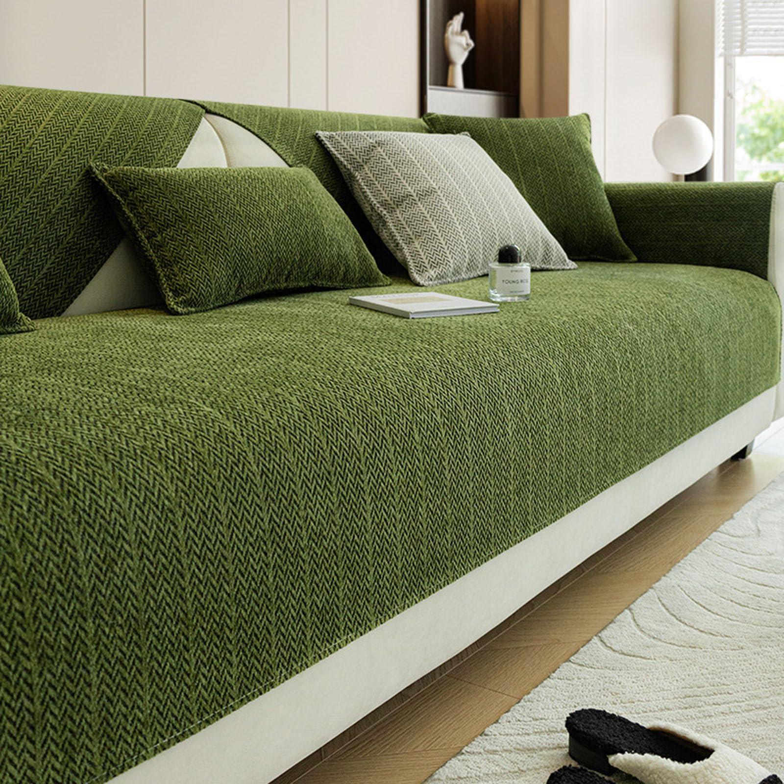 Generisch Sofa Überzug,Sofaschoner rutschfest Hund Katze Hundedecke Sofa Sitzkissenbezug für Wohnzimmer Sektionssofas Couch Überzug Hund Katze Sofa Überwurf Sofaschutz,Green,110x210cm
