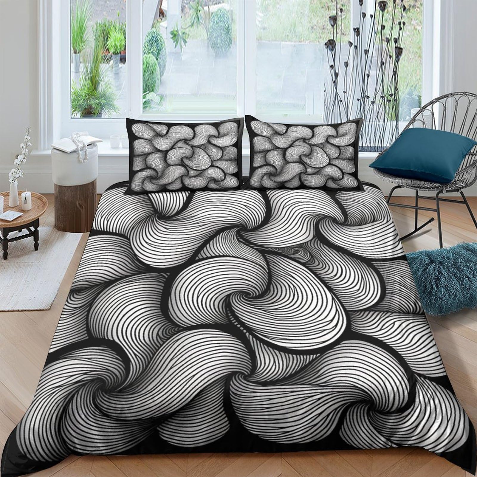 Housse de couette 3D art abstrait 200x200 cm avec 2 taies d'oreiller