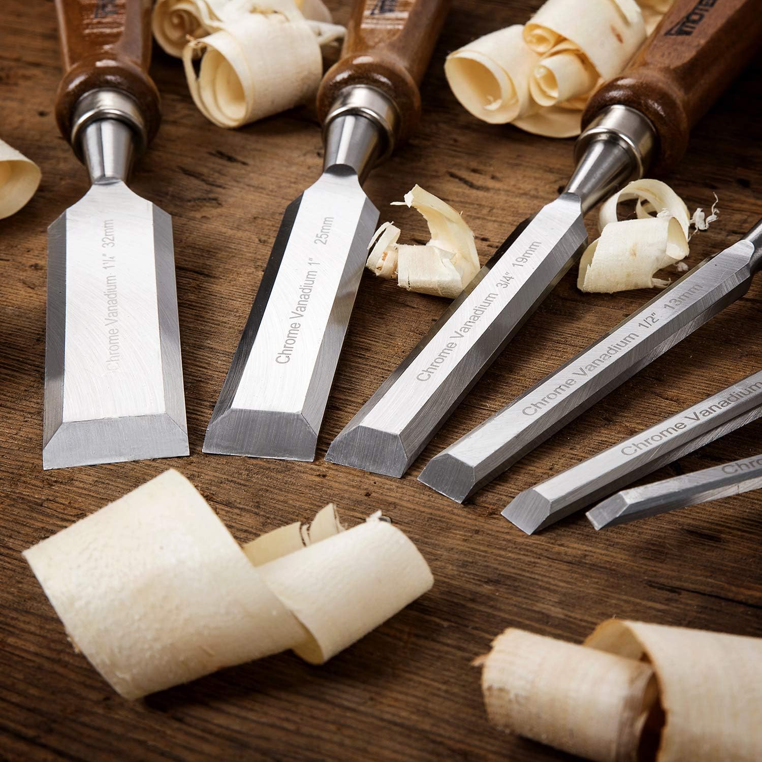 Exclusive Discount 60% Price IMOTECHOM 6-Pieces Woodworking Wood Chisel Set with Walnut Handle, Wooden Storage Case