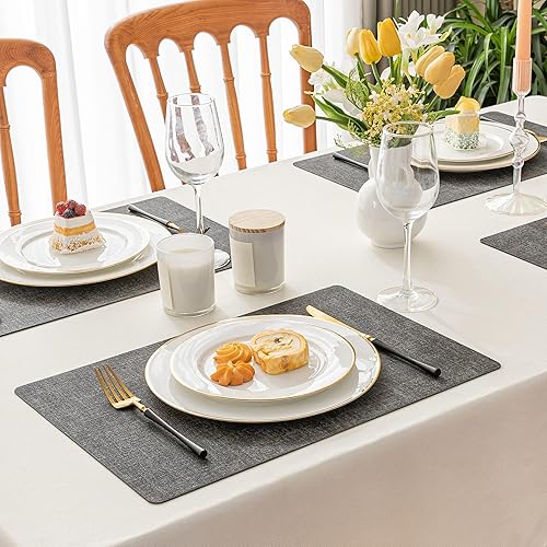 Miniatura 2 de Romanstile Juego de manteles individuales de vinilo de 6 a 12 x 18 pulgadas, resistentes al calor, 100% impermeables, a prueba de aceite, lavables,