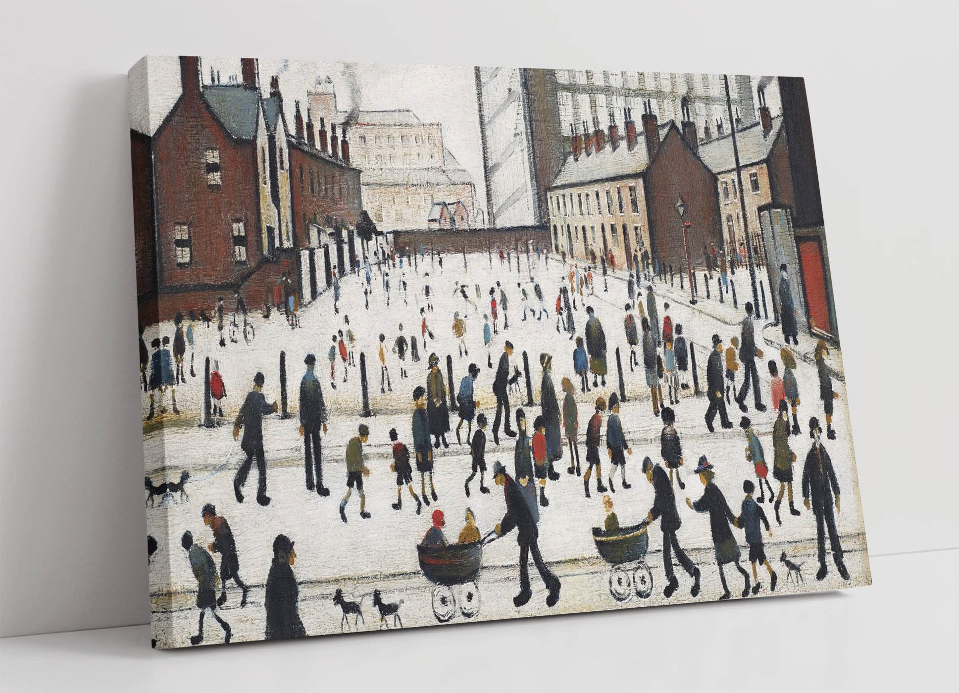 Canvasartshop Cream Winter In Pendlebury Canvas Wall Art Print Picture Painting Ls Lowry Style (18In X 12In / 45Cm X 30Cm)