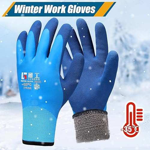 Miniatura 6 de Joottuan Guantes de trabajo de invierno impermeables para hombres, guantes con aislamiento térmico, guantes de trabajo cálidos para el congelador