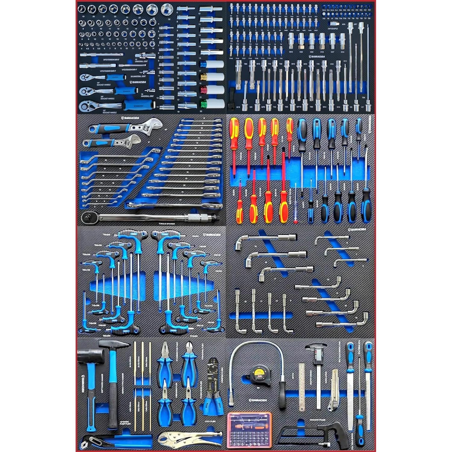 Barracuda Tools Servante d'atelier 9 tiroirs Dont 8 outillés - Racing 1 Max+ Blue
