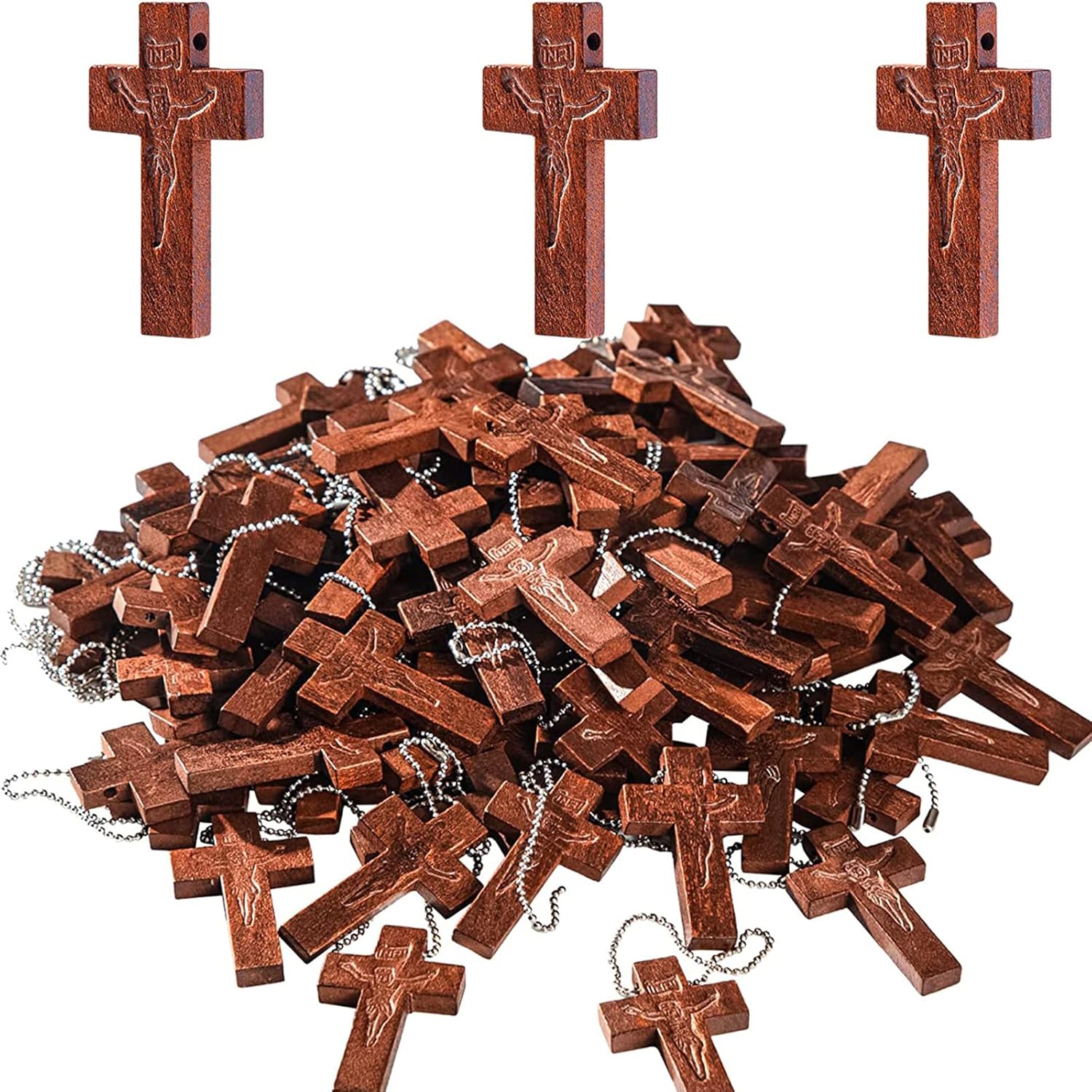 LGFMGWH 60Pack Small Wooden Crosses in Bulk, Wooden Crosses for Crafts