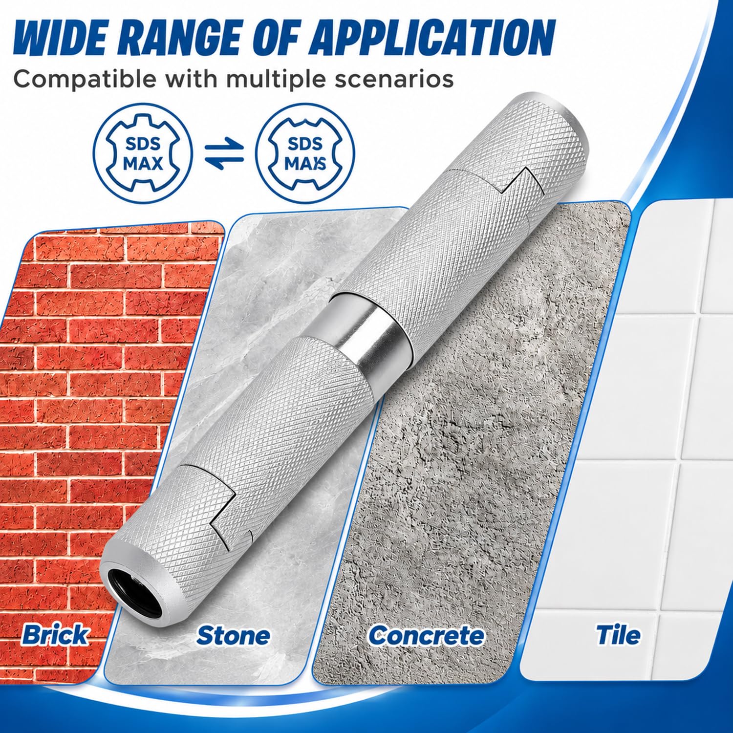 Adattatore SDS Max a SDS Max, Prolunga SDS Connettore per Prolunga di Foratura 190 mm per Prolungare la Lunghezza di Lavoro Delle Punte Connettore per Martelli Demolitori e Utensili