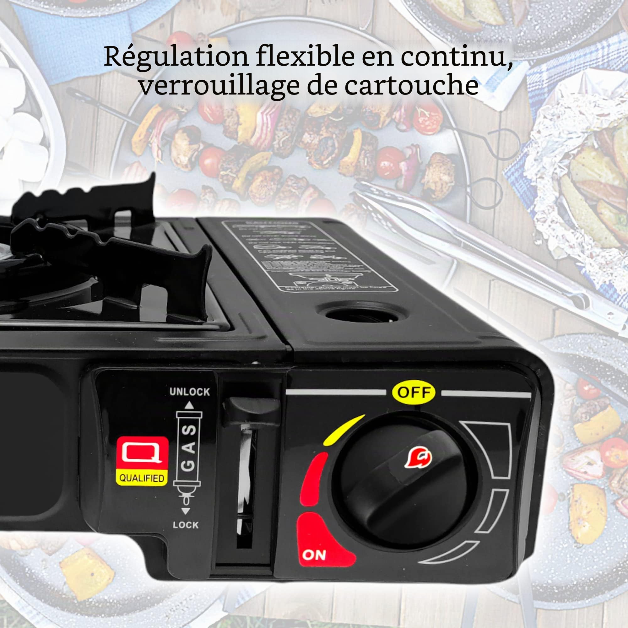 Elfmonkey Réchaud de camping | Cuisinière à gaz avec mallette de transport : avec 8 cartouches de gaz