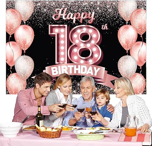 Vista 202 de Happy 21st Birthday Rose Gold Banner Backdrop Cheers to 21 Years Old Confetti Balloons Theme Decor Decorations for Women 21 Years Old Pink Birthday