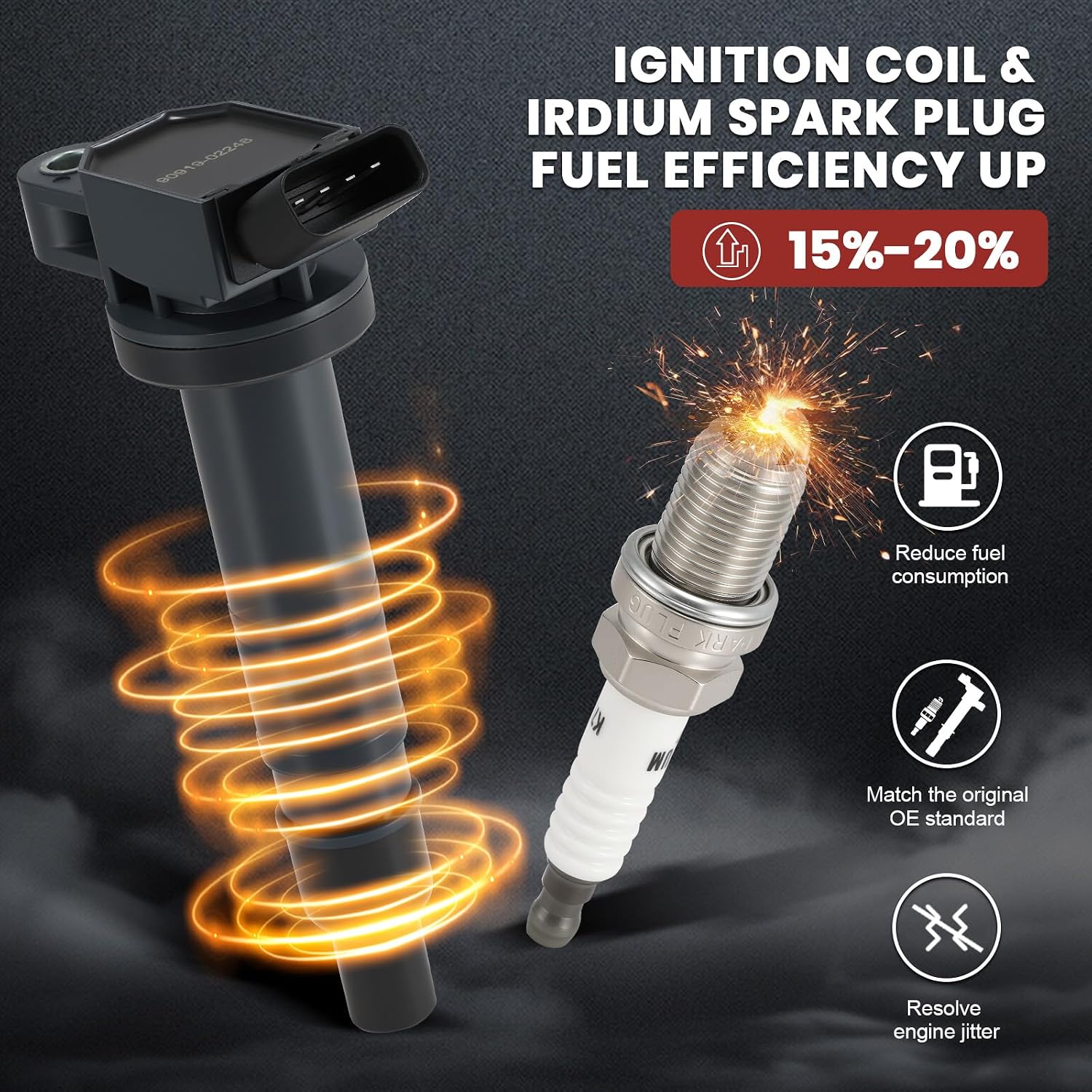UF495 Ignition Coil Pack and Iridium Spark Plugs Set of 4 Compatible with Toyota Camry 2006-2011, 2009-2012 Matrix,2007-2008 Solara,V6 2.4L L4