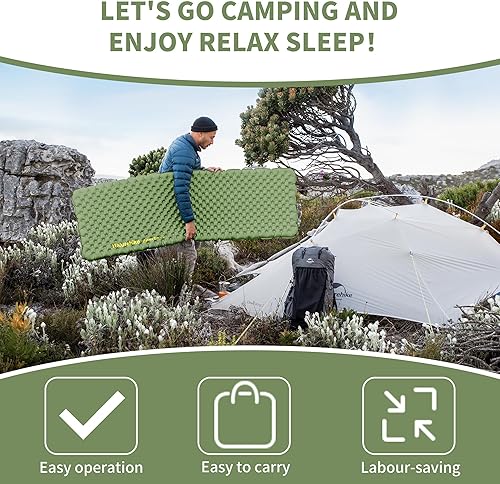 Miniatura 8 de Naturehike Colchoneta de dormir ultraligera de 25 onzas, almohadilla de dormir inflable aislada 4.6R, alfombrilla de dormir ligera para acampar,