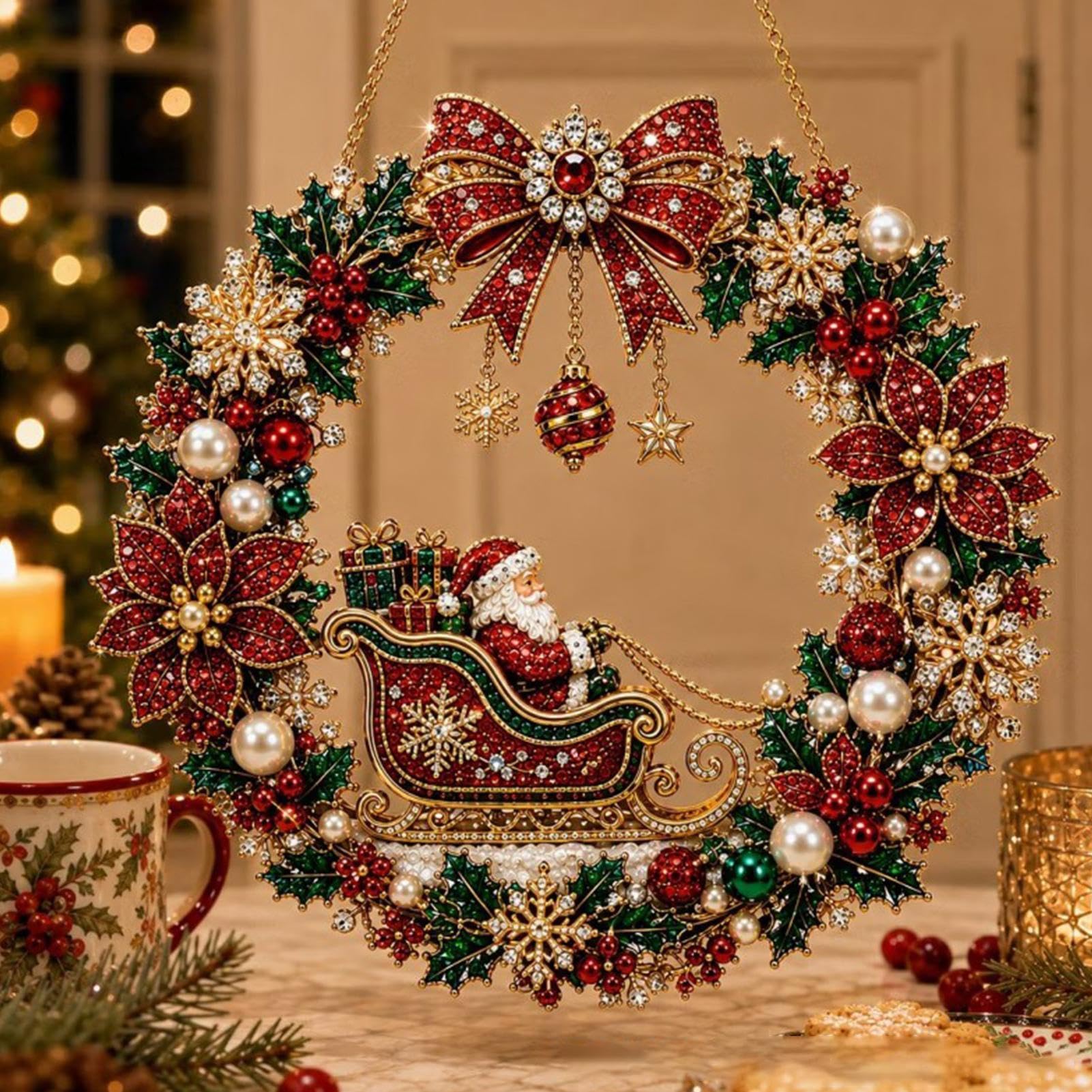 Yhsioaklo Décorations de Noël en strass - Décoration saisonnière pour