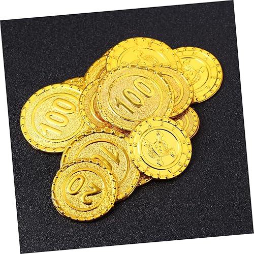 Miniatura 9 de ibasenice 200 Pcs Pirate Coin Toys Classroom Incentives Toy Disfraces De Halloween para Niños Toy Treasure Coins Custom Coins Toy Game Props Coins