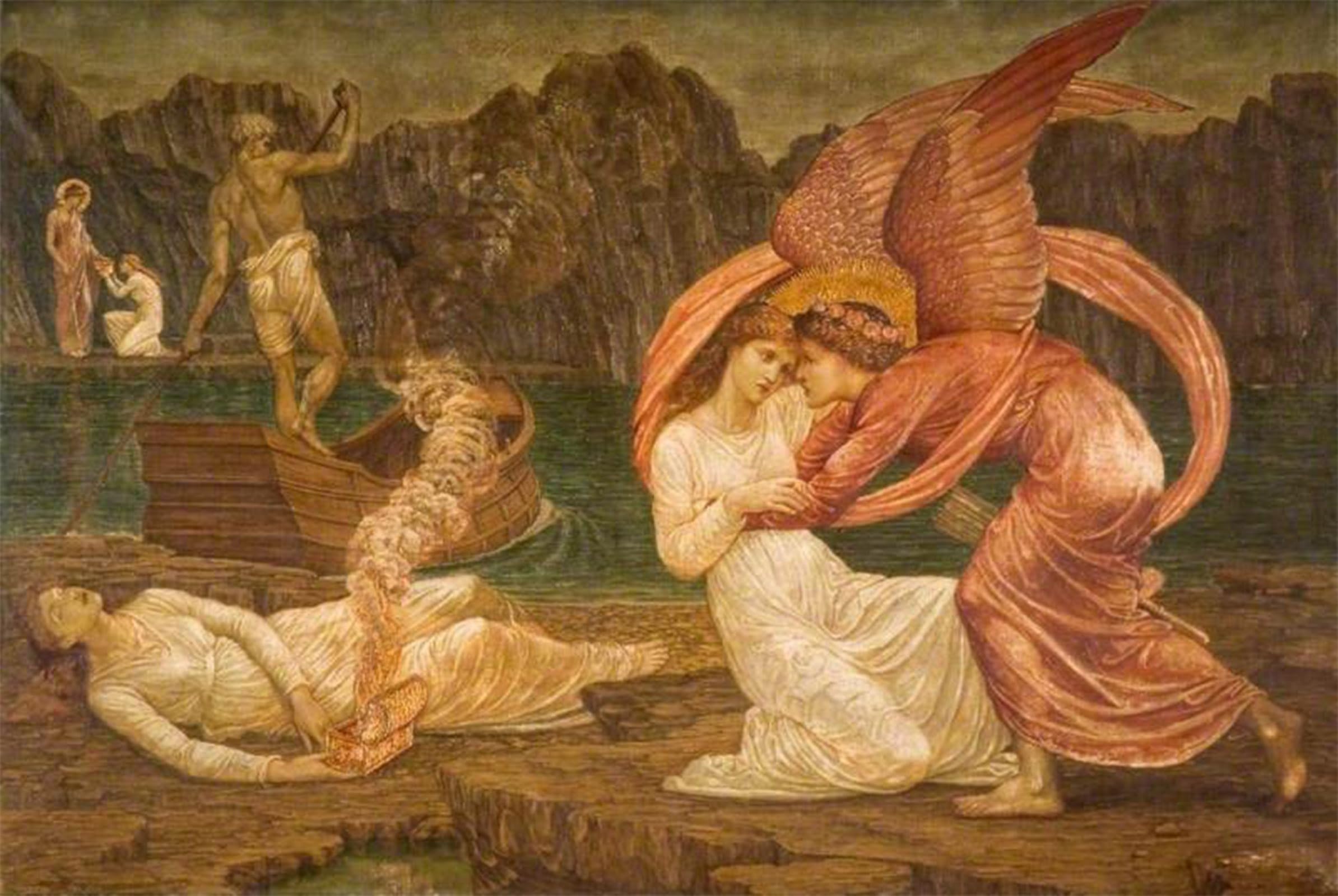 ARTXLXXBN Famous Art Print Poster Vintage Wall Art Psyche Receiving the Casket Back by Edward Burne-jones Canvas Art Poster for Home Decor 60x90cm