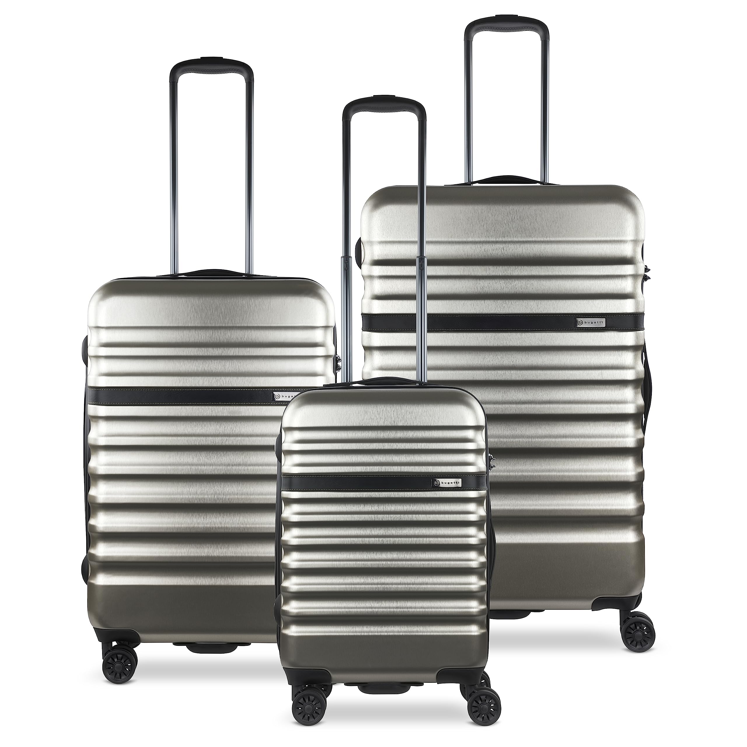 bugatti Corium Set di valigie a guscio rigido 3 pezzi, 4 ruote, chiusura a TSA, champagne