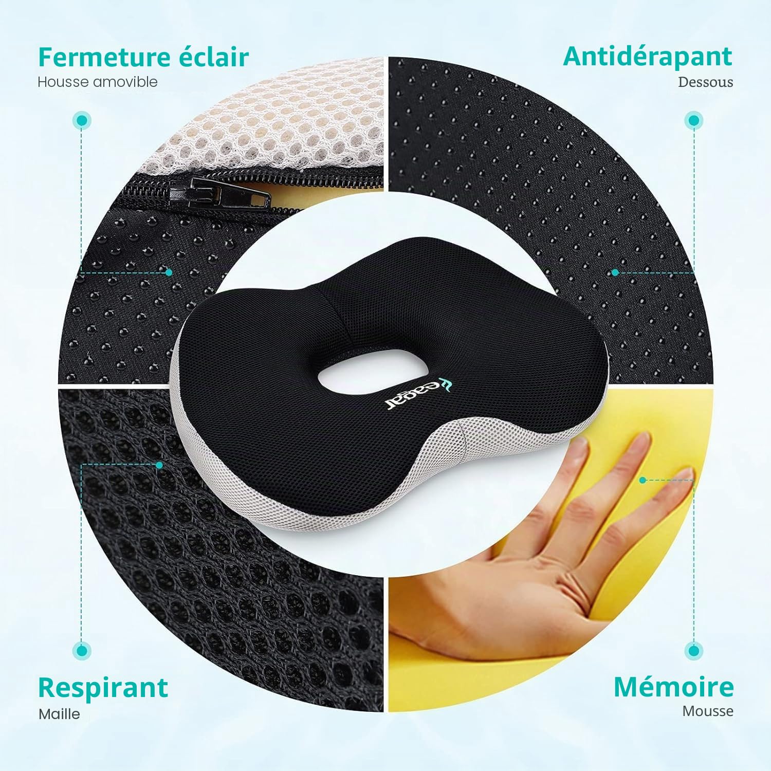 Feagar Coussin Donut Mousse Mémoire - Orthopédique & Hémorroïdes
