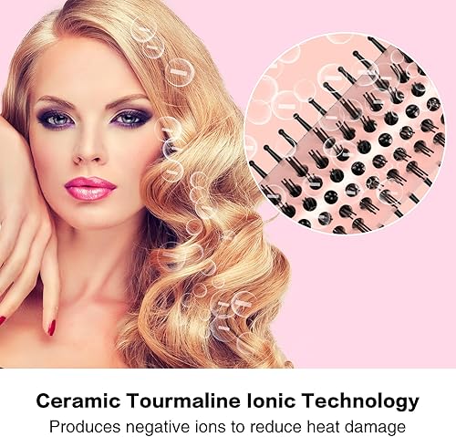 Miniatura 3 de PHOEBE Cepillo de rizador de cerámica de 1.25 pulgadas, doble PTC, con calefacción, rizador de pelo iónico, turmalina, rizador de pelo de doble