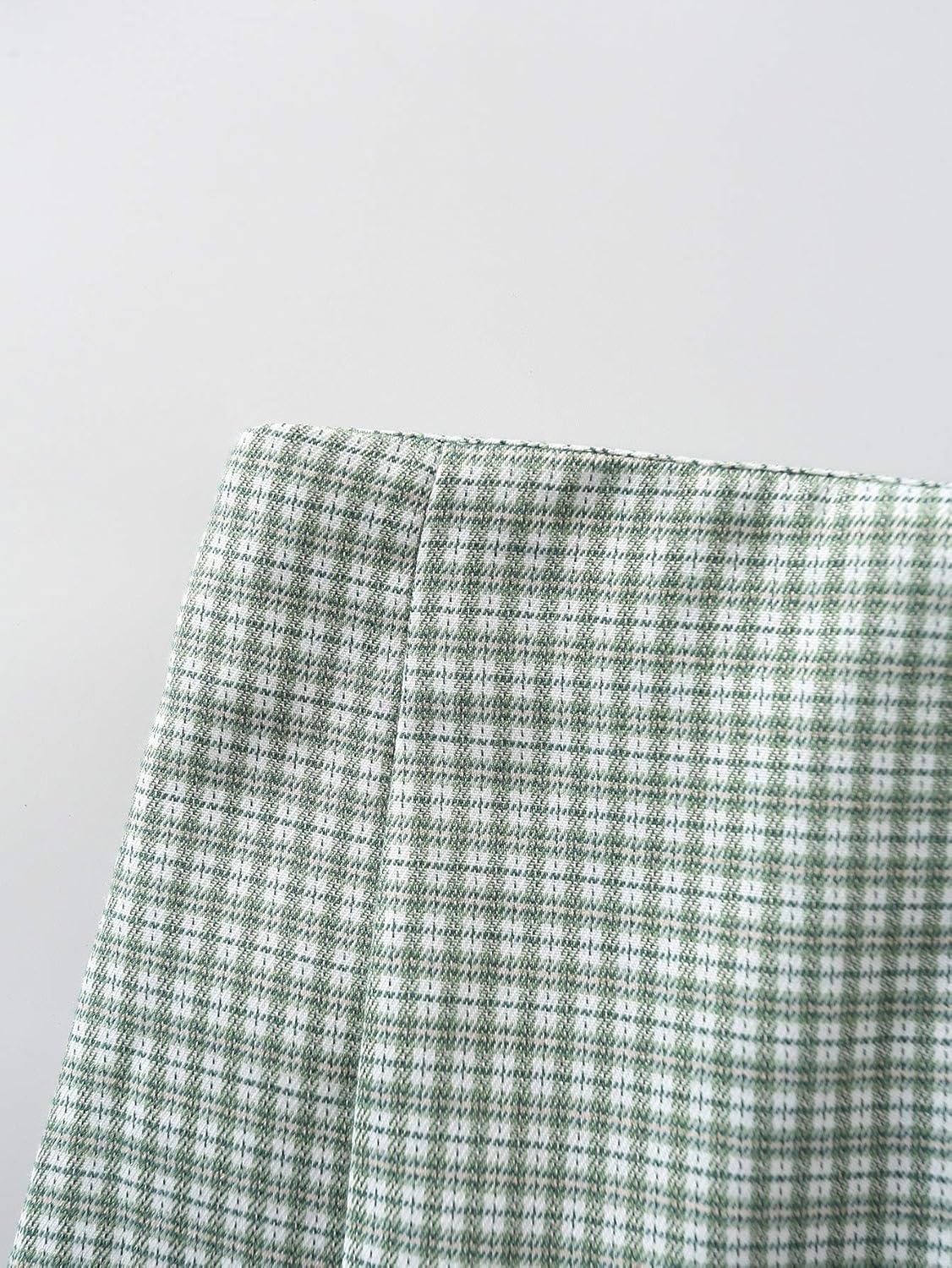 Floerns Women's Bodycon High Waisted Split Hem Plaid Mini Skirt Dark Green S