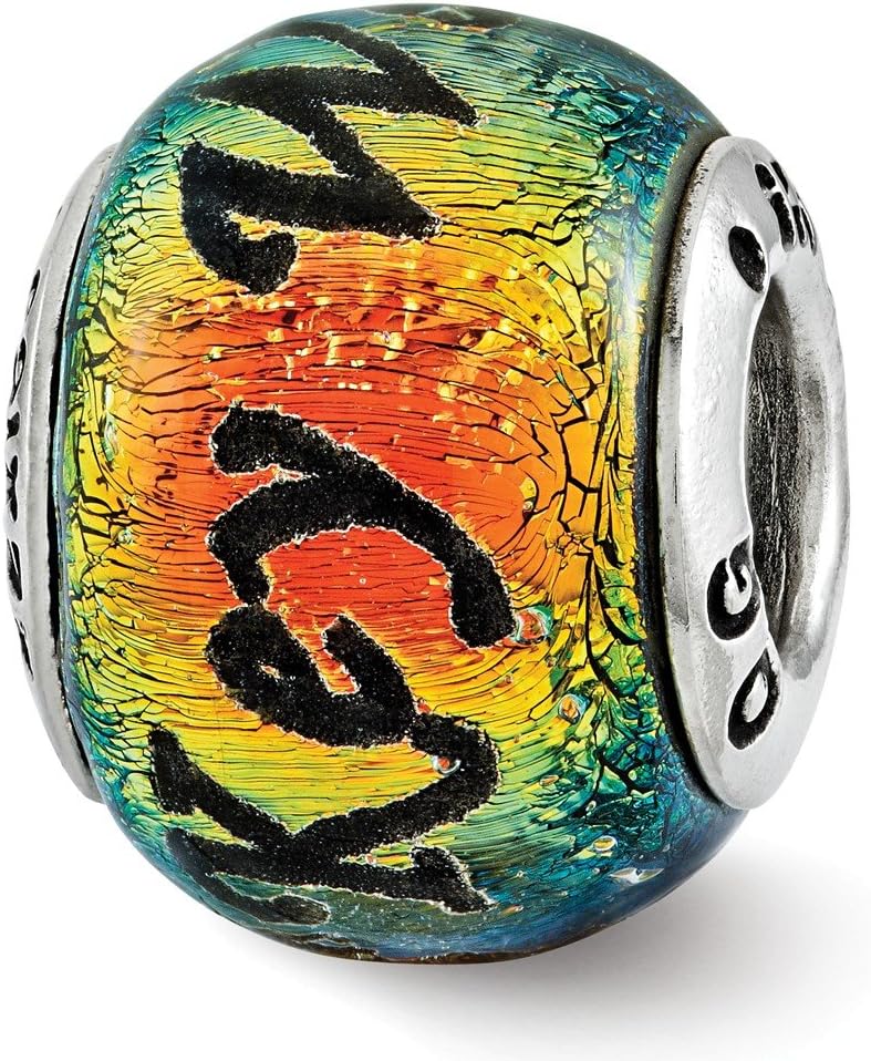 Sterling Silver Reflections Key West Orange Dichroic Glass Bead