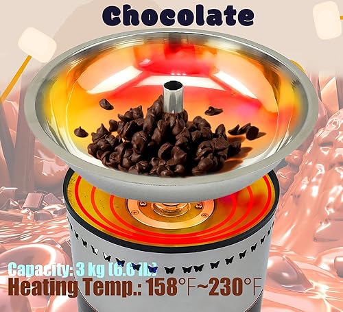 Miniatura 3 de Fuente de chocolate comercial de 4 niveles con control digital, capacidad de 6.6 libras, acero inoxidable para bodas, fiestas, eventos,