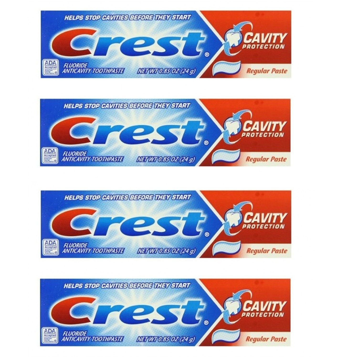 CrestCavity Protection Fluoride Anticavity Toothpaste Regular Paste 0.85 oz Travel Size (Pack of 4)