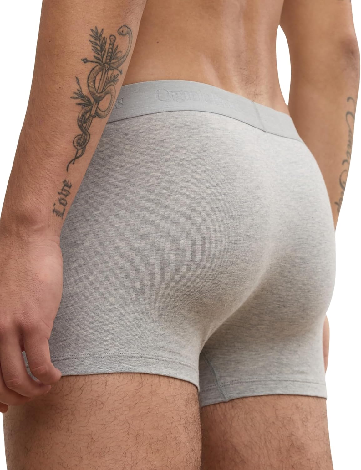 Organic Basics Men's Core 3" Organic Cotton Boxer Trunk Underwear 3-Pack, Artichoke/Grey Melange/Black, X-Large - Image 4