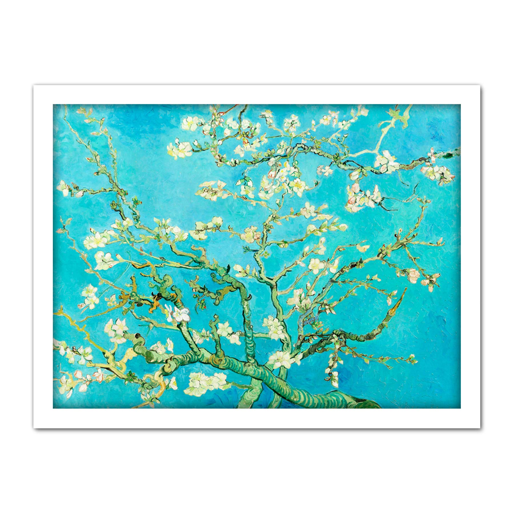 Wee Blue Coo Van Gogh Branches With Almond Blossom 1890 Artwork Framed Wall Art Print 18X24 Inch