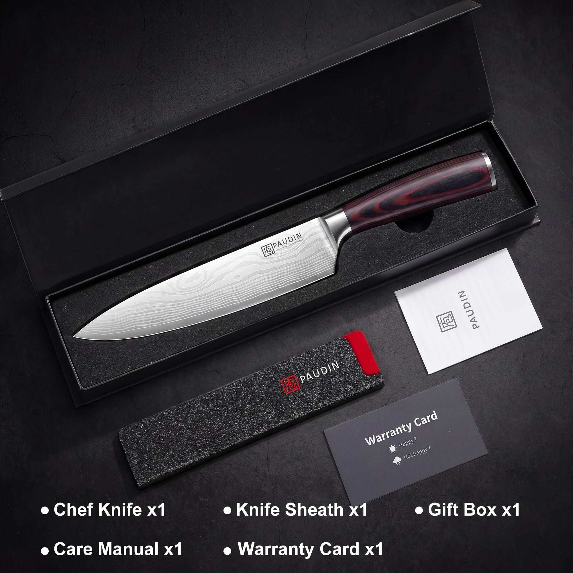 PAUDIN Chef Knife, 8 Inch High Carbon Stainless Steel Sharp Kitchen Knife with Ergonomic Handle, Gift Box for Family & Restaurant — Amazon image 9