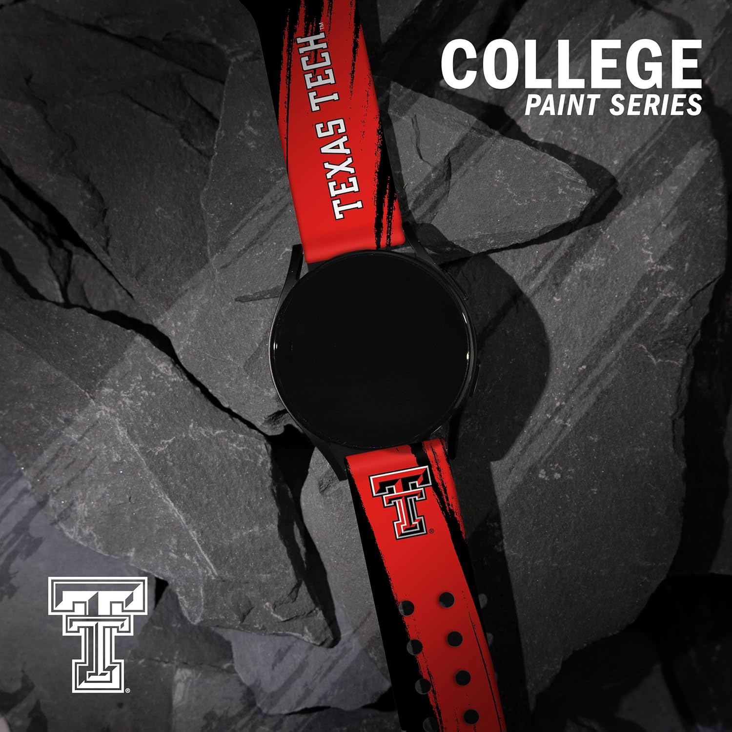 Affinity Bands Texas Tech Red Raiders HD Paint Stripe Watch Band Compatible with Samsung Galaxy Watch (22mm Short)