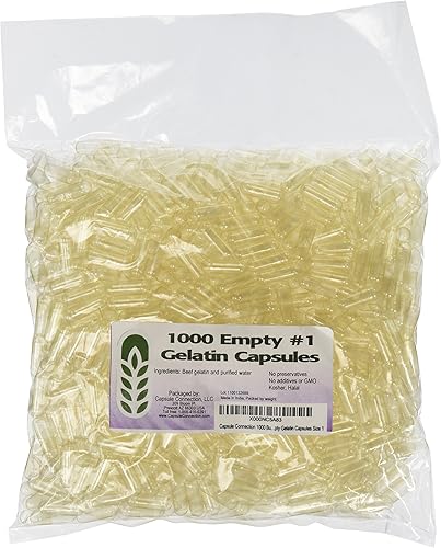 Cápsula conexión 1000Bulk # 1Empty Gelatina Cápsulas tamaño 1
