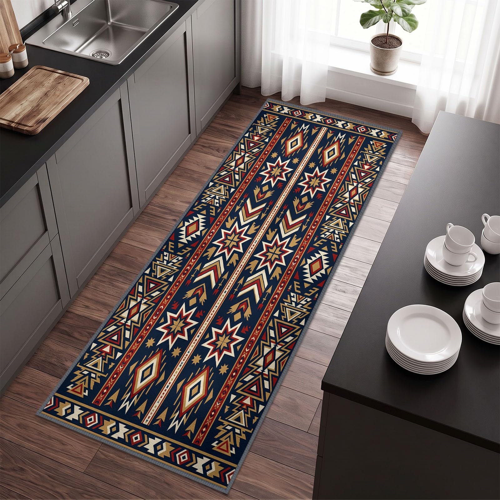 Etniczny dywan w stylu boho, bieżnik 50 x 140 cm, długi dywan do