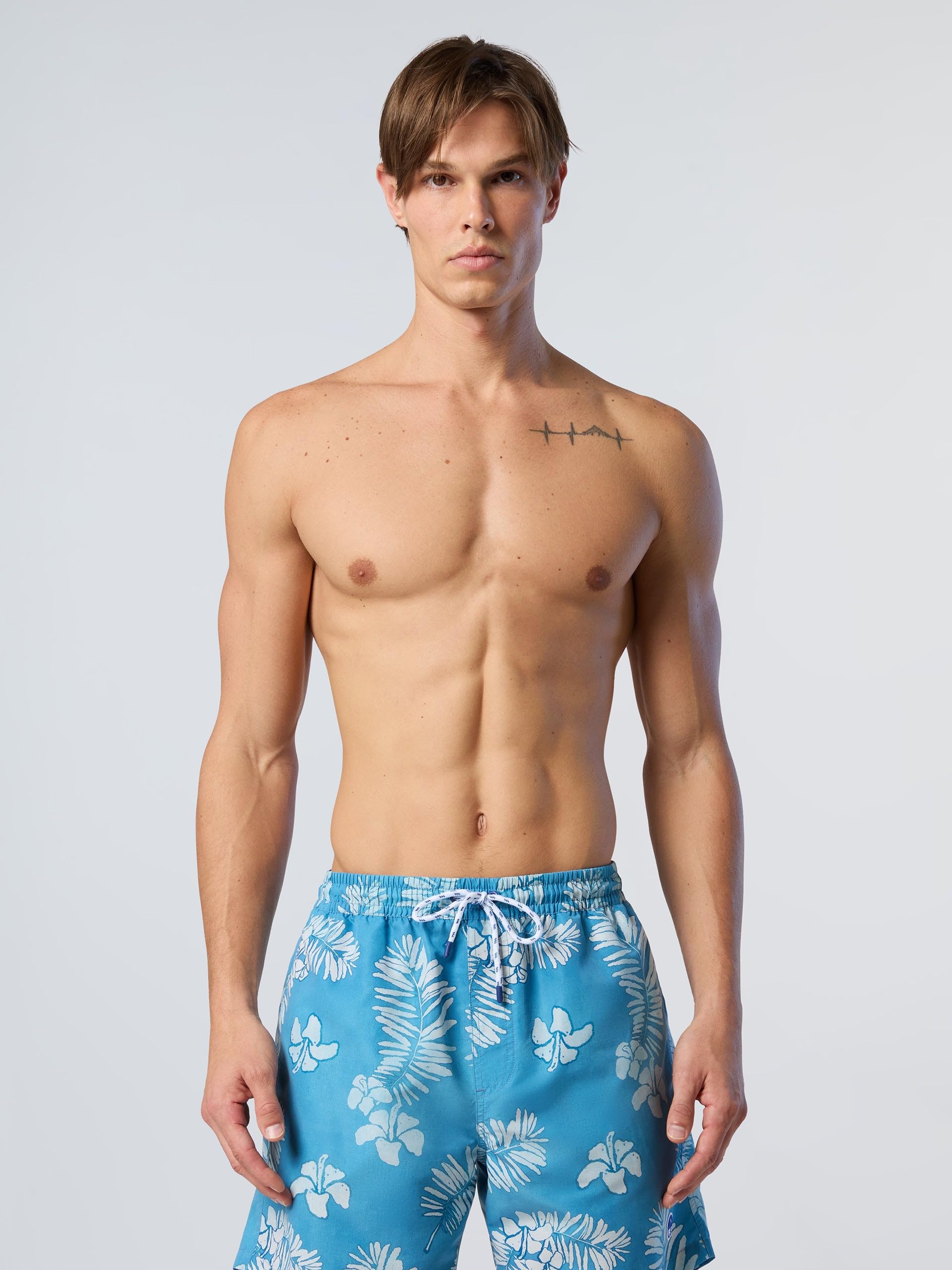 NORTH SAILS Boxer Mare Uomo in Poliestere Riciclato Effetto Pesca con Stampa Grafica