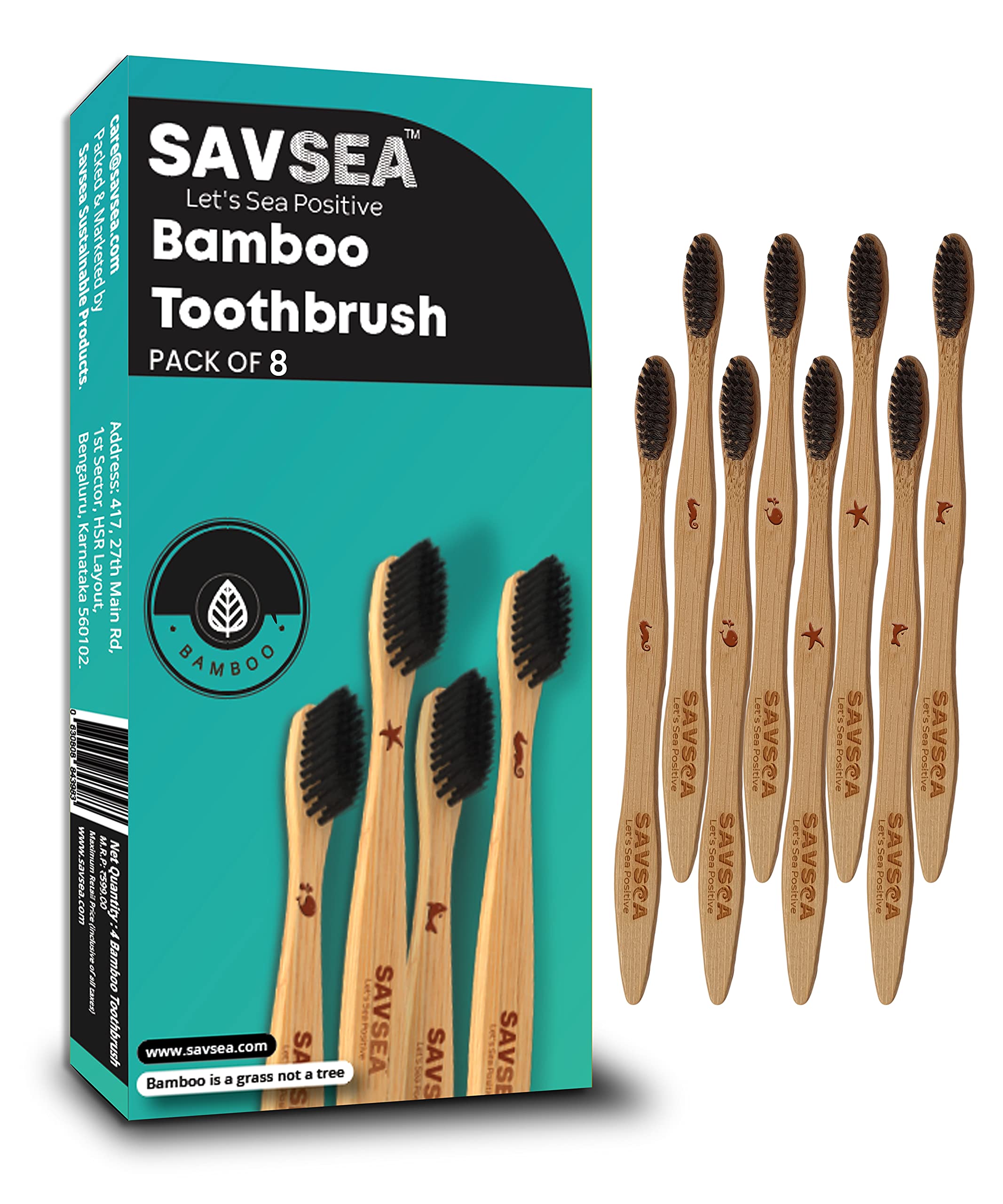 Soft Charcoal bamboo toothbrush - 8 pcs | Biodegradable bamboo toothbrush with medium bristles-image-39