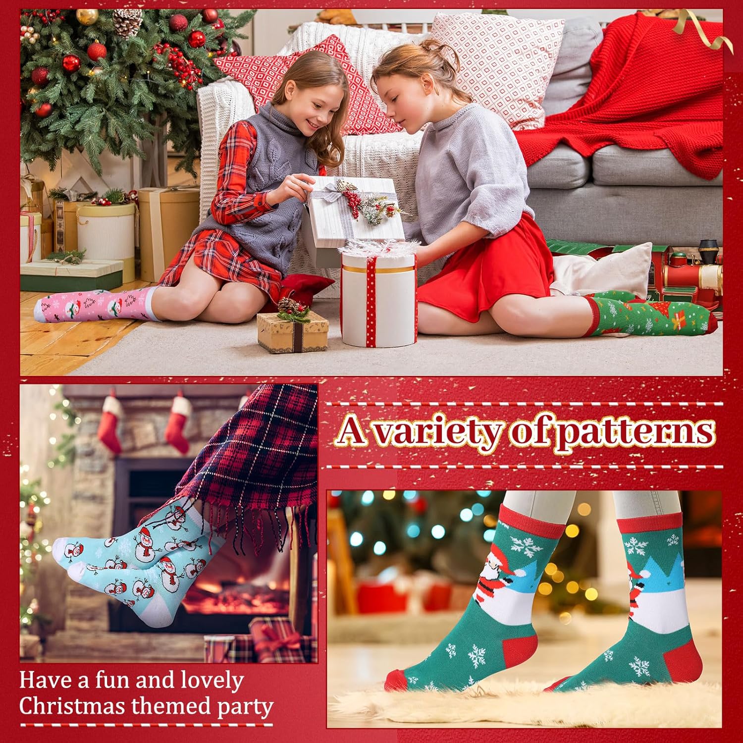 Handepo 24 Pairs Christmas Socks Bulk Christmas Crew Warm Winter Holiday Socks Xmas Soft for Women Novelty Holiday Gift - Image 7