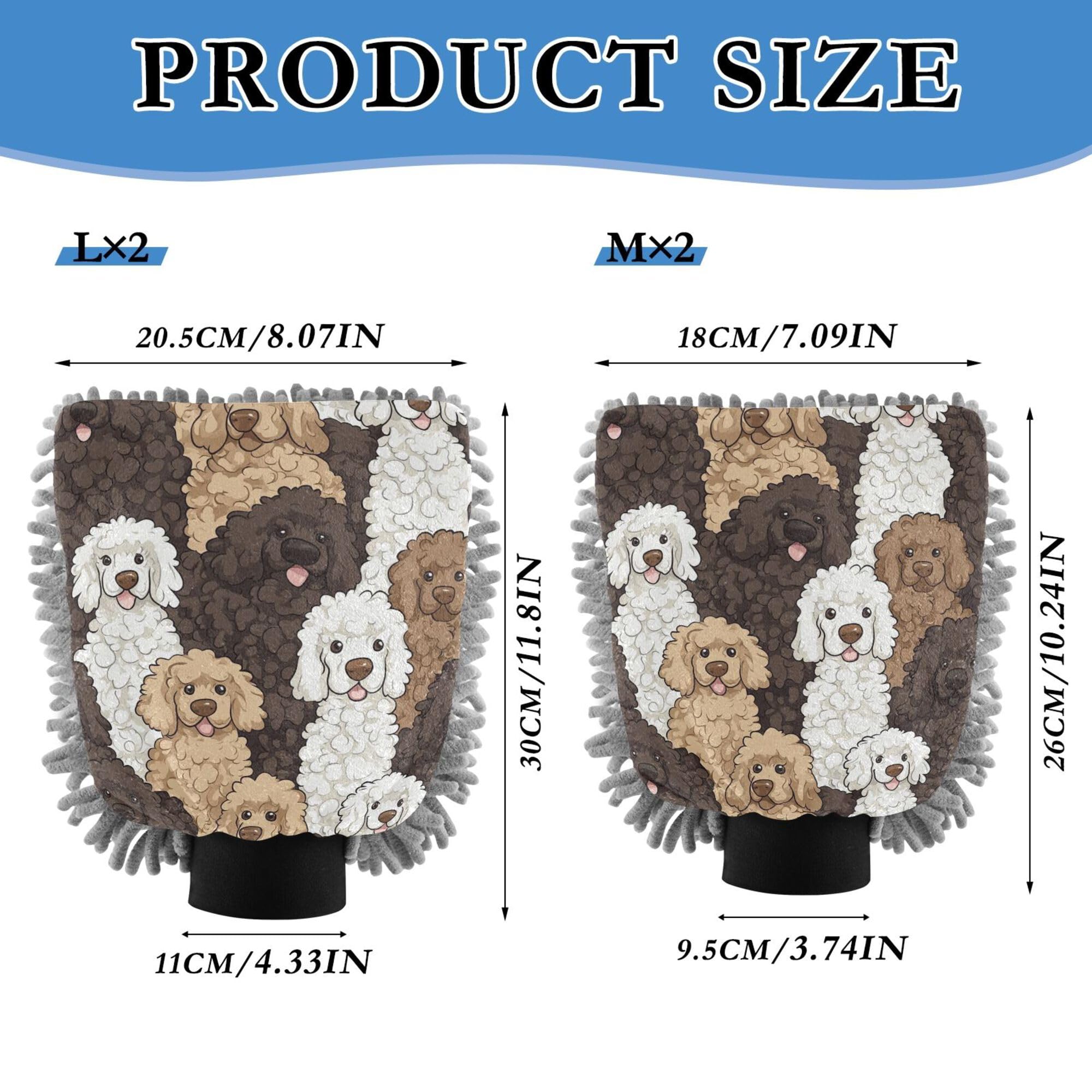 Poodle Vivid Cute Dogs Wash Mitt for Cars 2 Pack Washing Mitts Scratch-Free Clean Sponges for Auto Cleaning