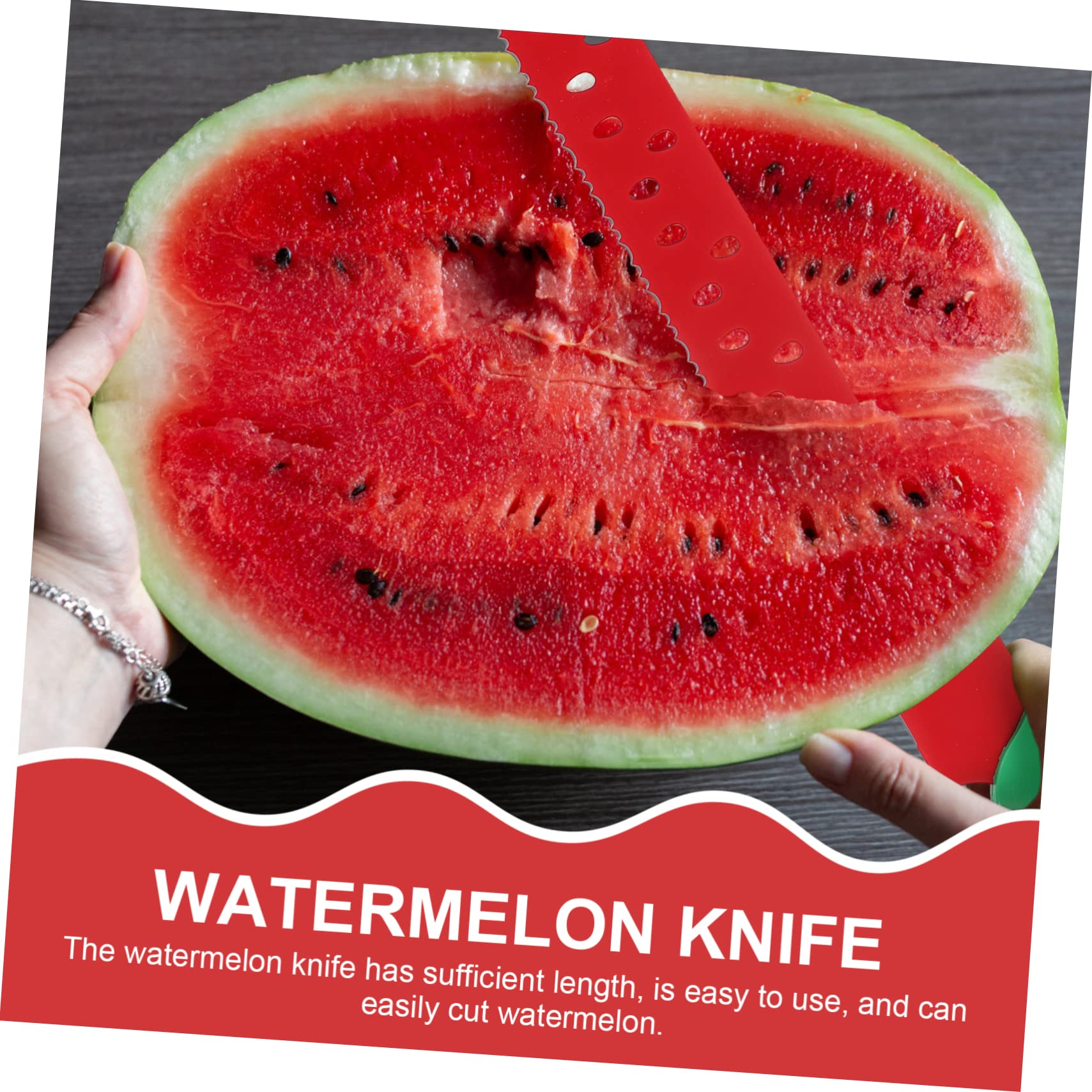 Zerodeko Coltello con Manicotto Rosso per Anguria in Acciaio Inossidabile dimensione non specificata Affilato e Professionale per Uso Quotidiano e Pasticceria per Tagliare Anguria e Melone