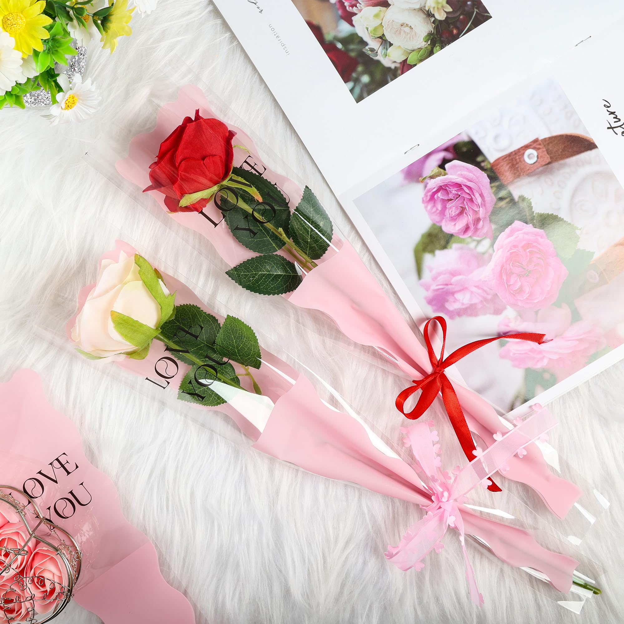 Hmxpls 50 Stück Einzelne Rosen-Hüllen – Transparente Blumenverpackung Für Sträuße Zu Muttertag, Hochzeit & Mehr