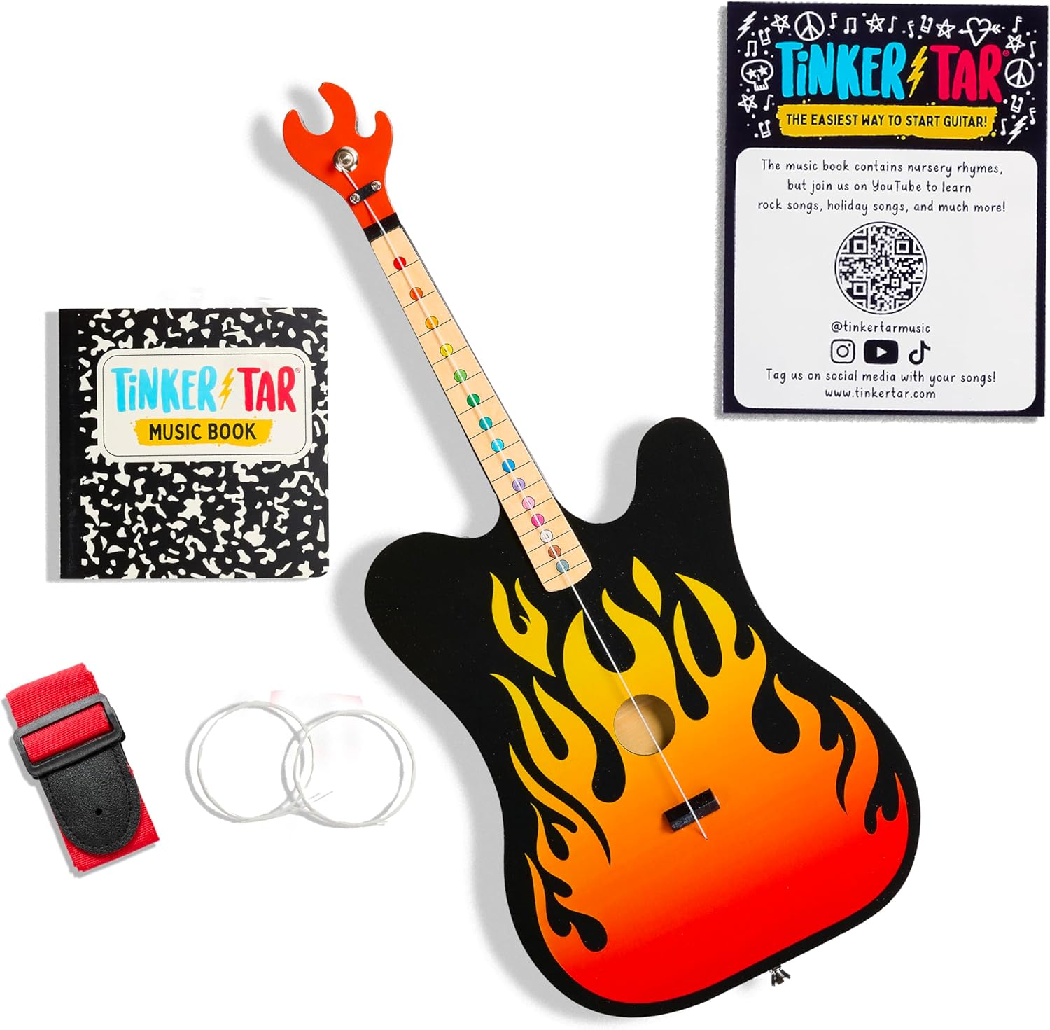 Flame Electric Guitar - The Easiest Way to Start and Learn Guitar - 1 Stringed Toy Instrument for Kids Perfect Intro to Music for Young Kids Ages 3 and up - from Buffalo Games