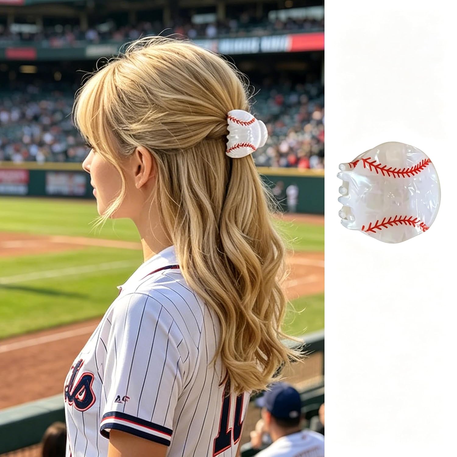 1PCS Funny Baseball Hair Clips, Cute Sports Hair Claw Clips, Baseball Game Day Hair Accessories, Fashion Small Hair Barrettes for Women Holiday Party Styling (Baseball)