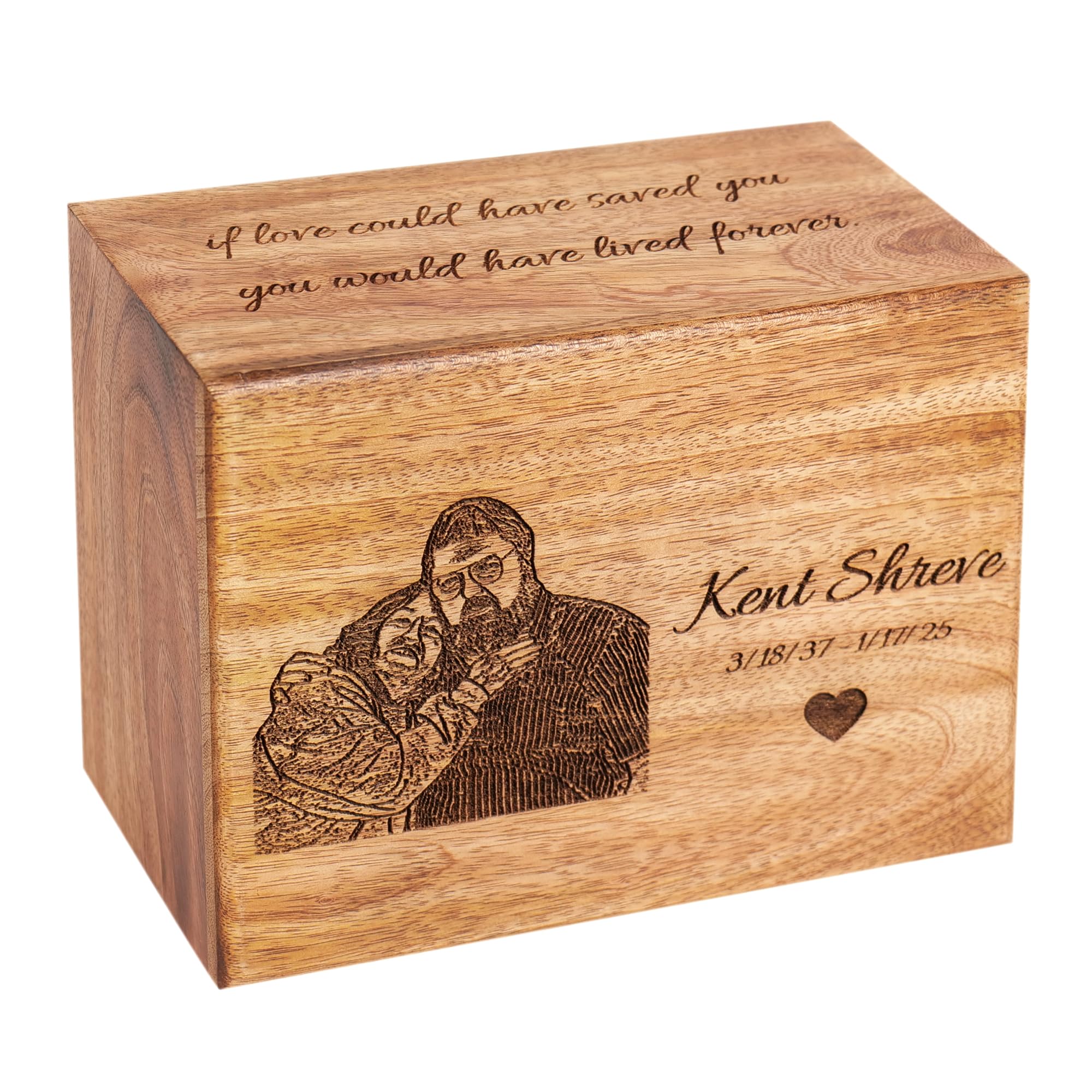 Urnas de cremación funerarias personalizadas hechas a mano para cenizas humanas para adultos, urnas de entierro para columbario, urna con foto grabada